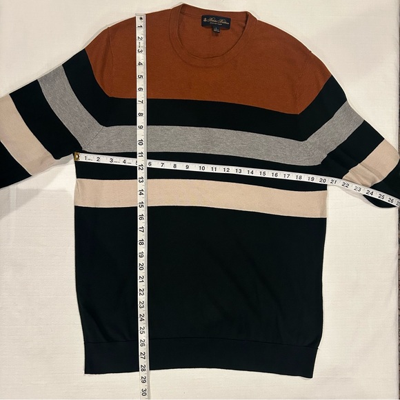 Brooks Brothers Men’s Italian Yarn Silk And Cotton Blend Striped Sweater Size L - Picture 8 of 10
